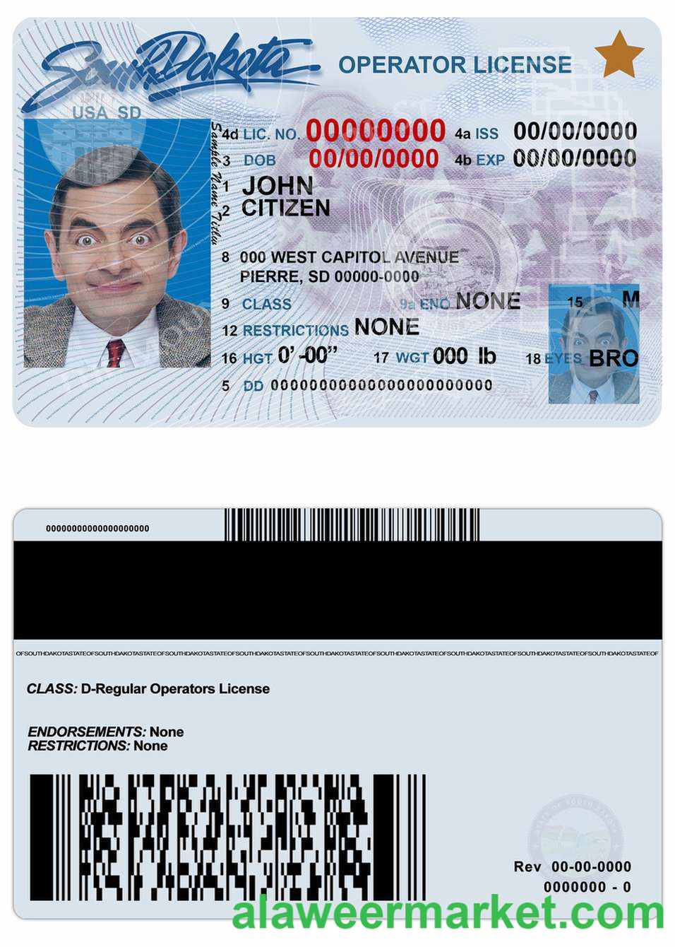 USA South Dakota driving license